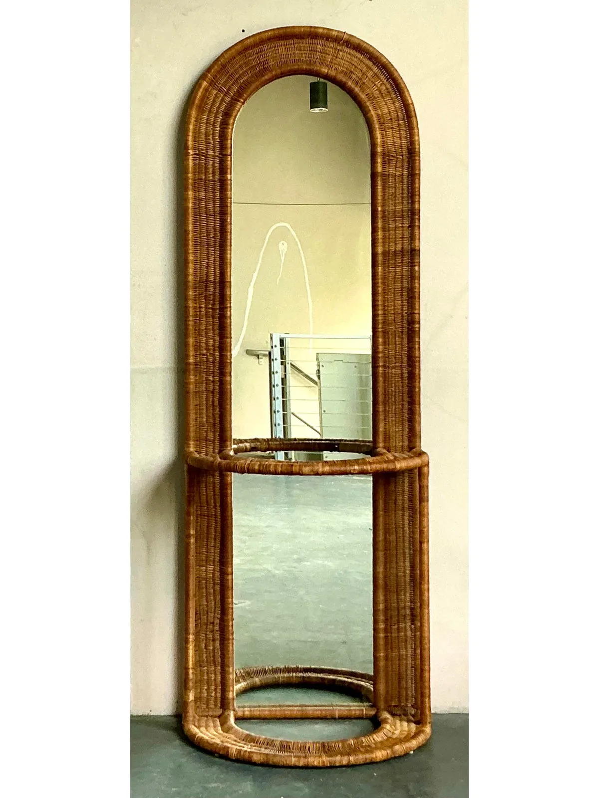 Vintage Boho Woven Rattan Hall Mirror — additional photo 7