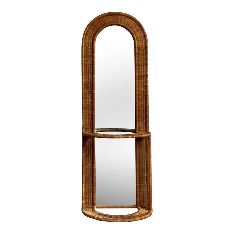 Vintage Boho Woven Rattan Hall Mirror — additional photo 8