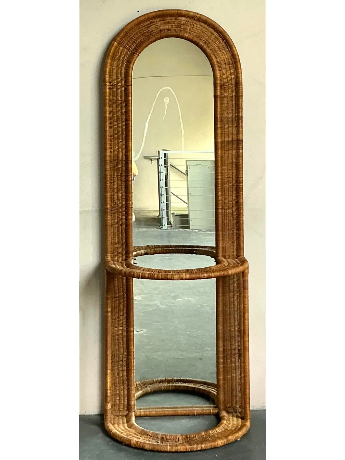 Vintage Boho Woven Rattan Hall Mirror — additional photo 8