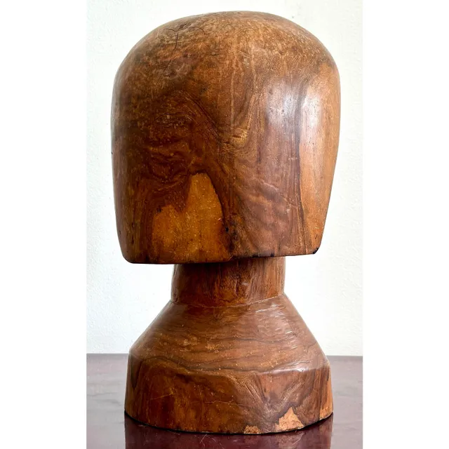 Vintage Boho Solid Wood Carved Bust — additional photo 6