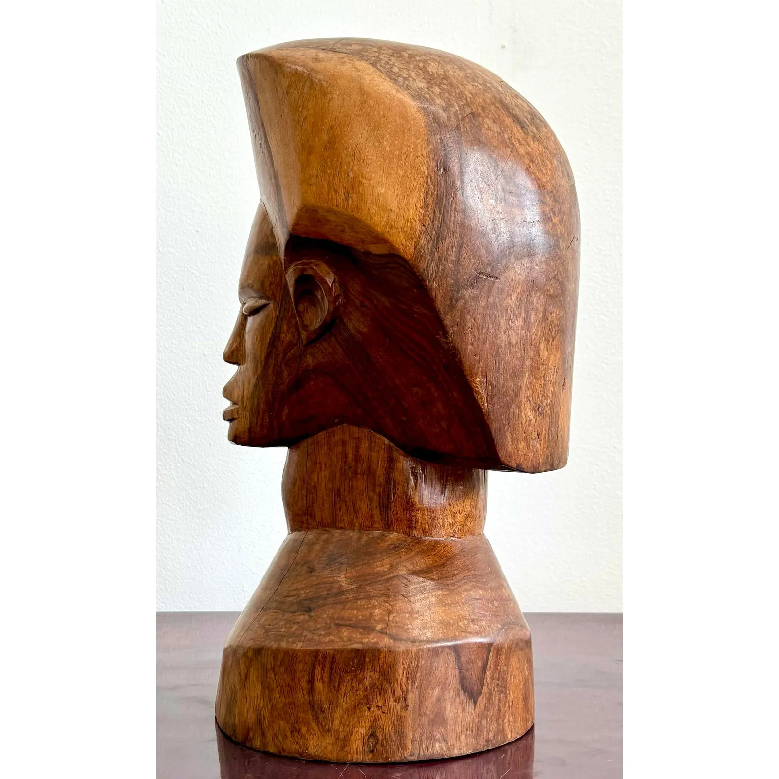 Vintage Boho Solid Wood Carved Bust — additional photo 7