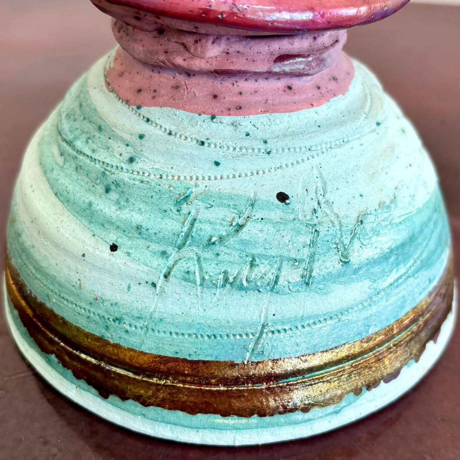 Vintage Boho Chic Studio Pottery Candlestick — additional photo 7