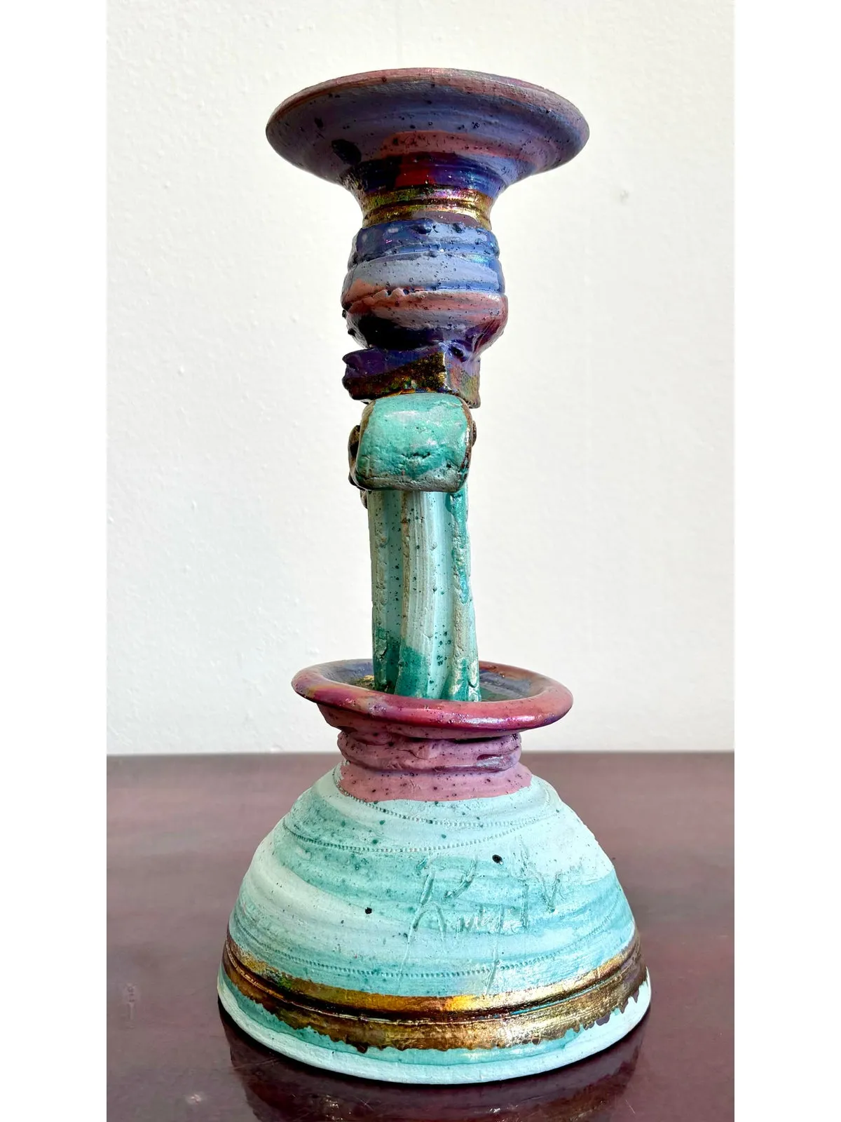 Vintage Boho Chic Studio Pottery Candlestick — additional photo 5