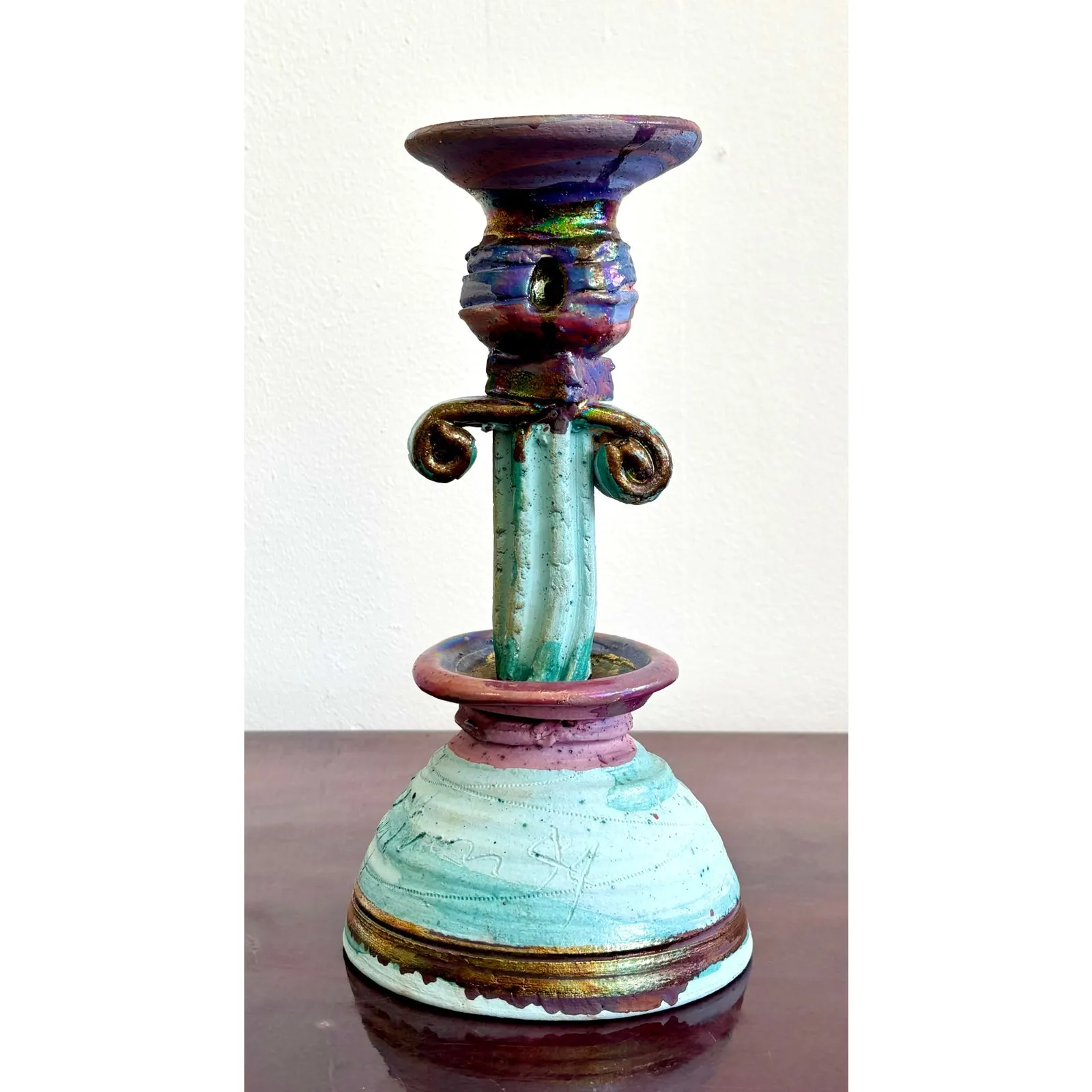 Vintage Boho Chic Studio Pottery Candlestick — additional photo 4