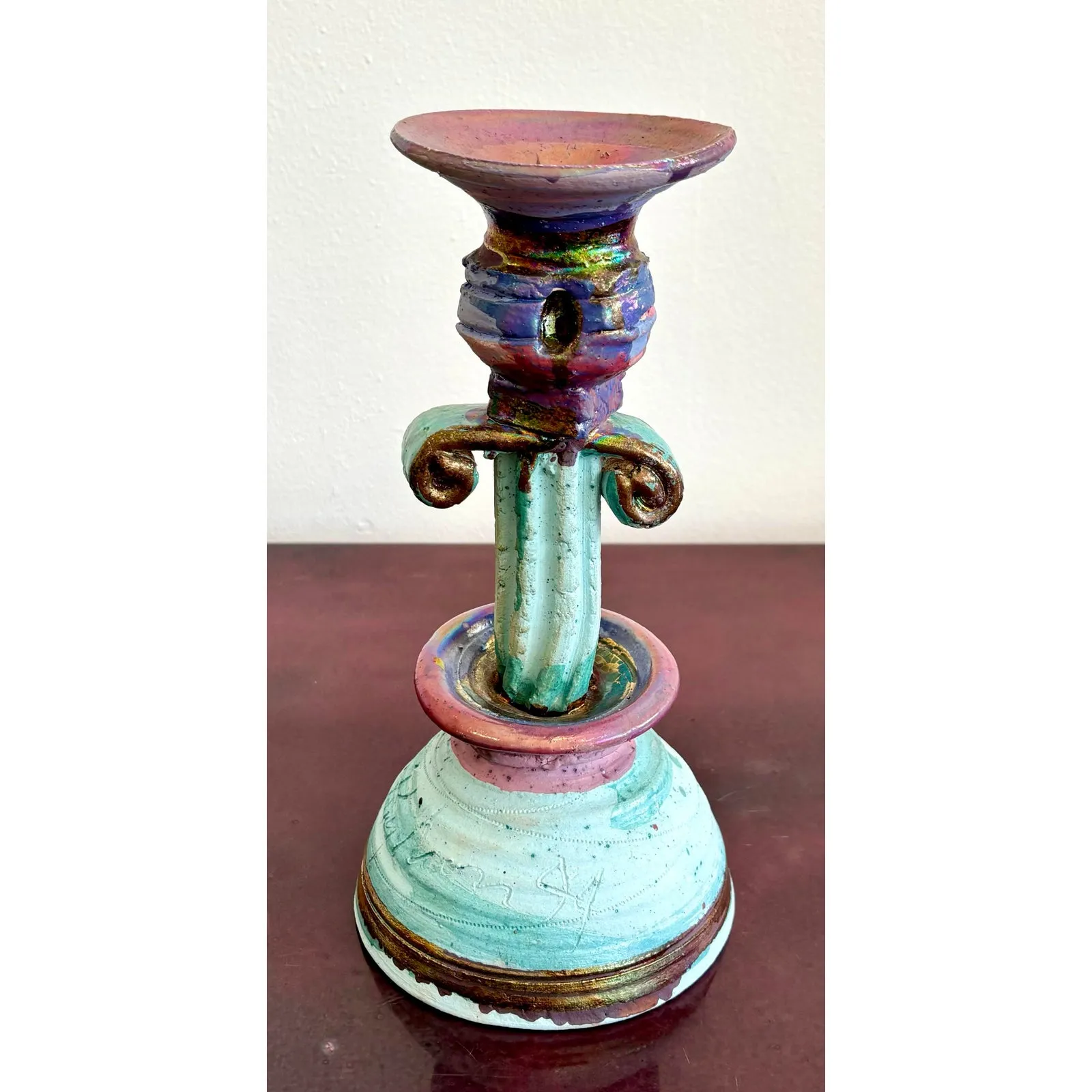 Vintage Boho Chic Studio Pottery Candlestick — additional photo 2