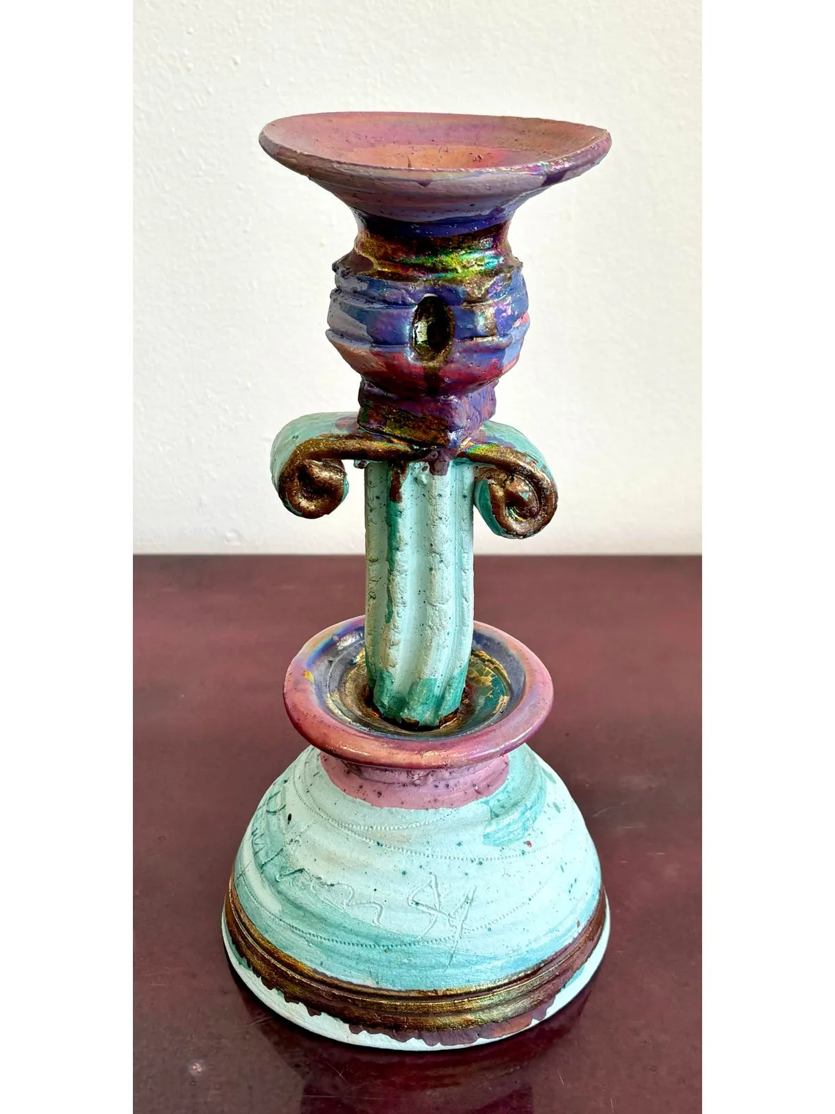 Vintage Boho Chic Studio Pottery Candlestick — additional photo 1