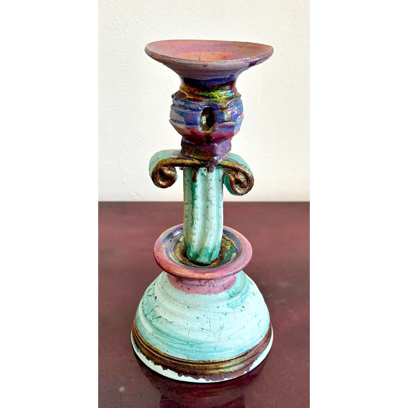 Vintage Boho Chic Studio Pottery Candlestick — additional photo 3