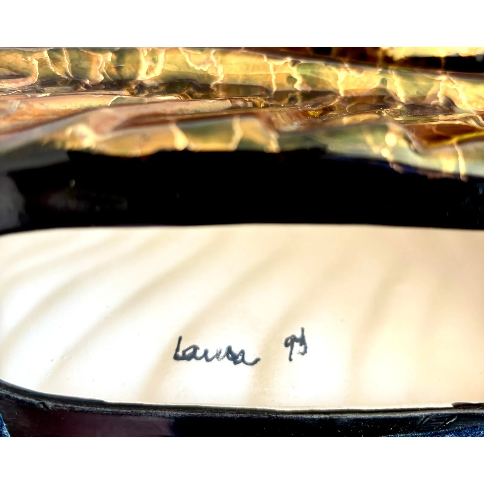 Vintage Boho Metallic Glazed Ceramic Fish — additional photo 6