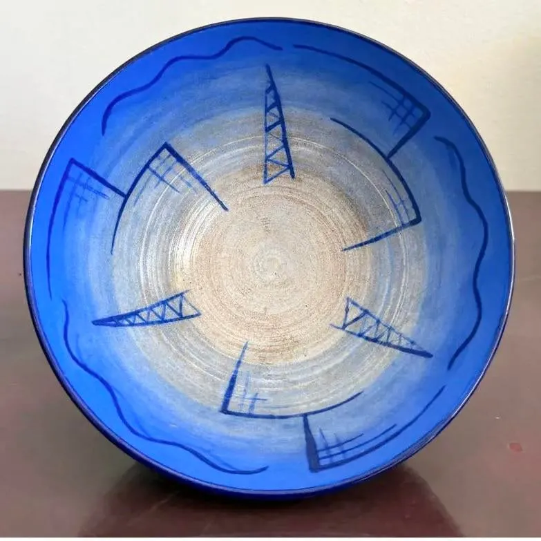 Vintage Boho Hand-Painted Cobalt Blue Bowl — additional photo 1
