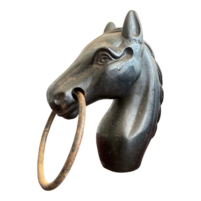 Vintage Cast Iron Horse Head Hitching Post — additional photo 1