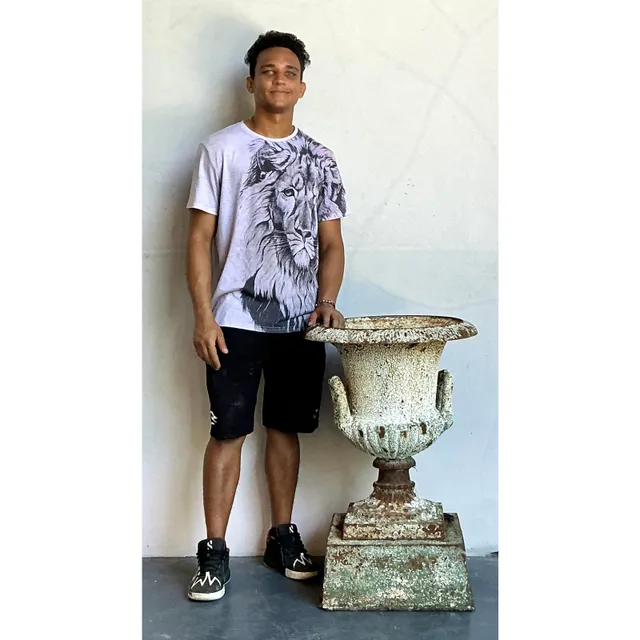 Vintage Regency Distressed Wrought Iron Urn — additional photo 5