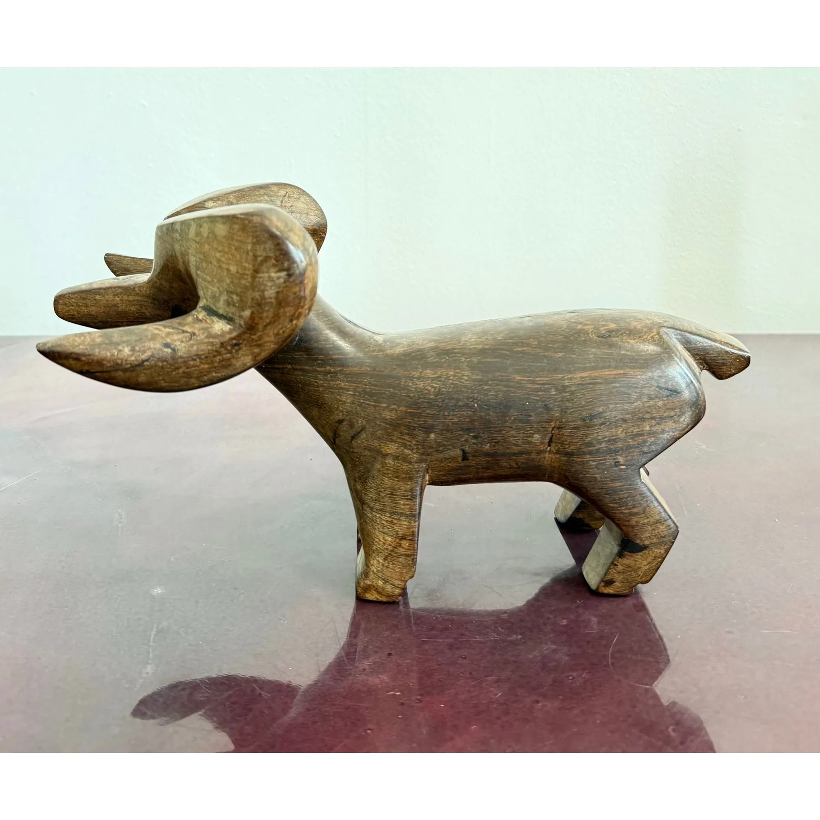 Vintage Hand-Carved Wooden Ram Figurine — additional photo 7