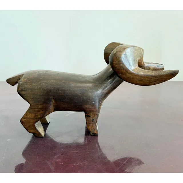 Vintage Hand-Carved Wooden Ram Figurine — additional photo 8
