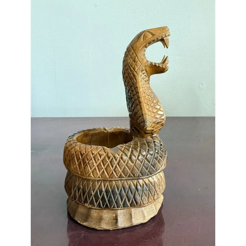 Late 20th Century Hand-Carved Wooden Cobra Bowl — additional photo 3