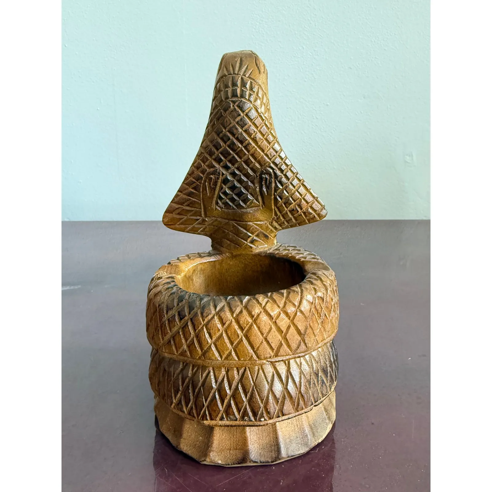 Late 20th Century Hand-Carved Wooden Cobra Bowl — additional photo 8