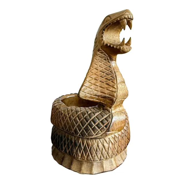 Late 20th Century Hand-Carved Wooden Cobra Bowl — additional photo 1