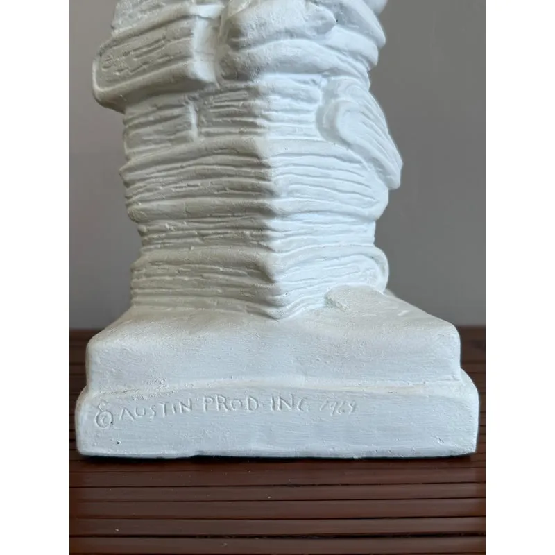 Vintage White Plaster Monkey Philosopher Statue — additional photo 4