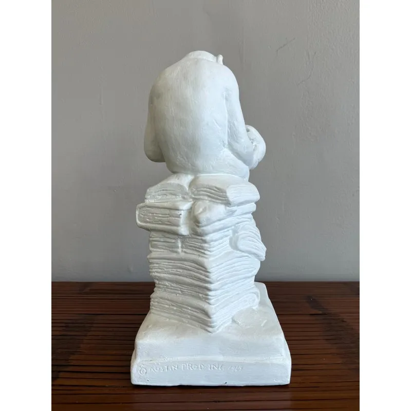 Vintage White Plaster Monkey Philosopher Statue — additional photo 6