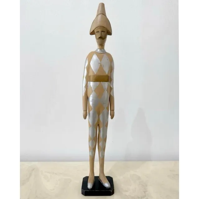 Vintage Wooden Harlequin Jester Figure — additional photo 3