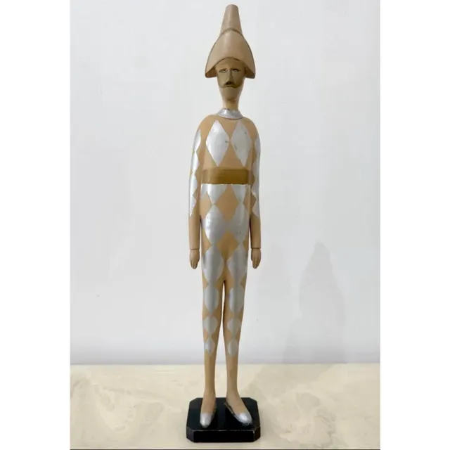 Vintage Wooden Harlequin Jester Figure — additional photo 2