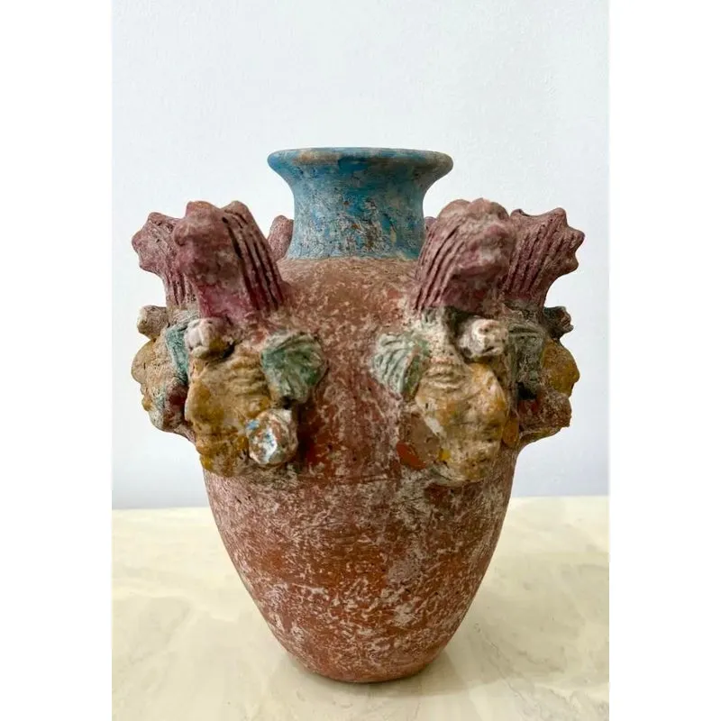 Vintage Boho Ceramic Terracotta Face Vase — additional photo 4