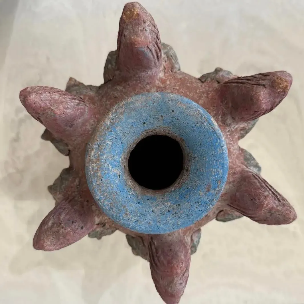 Vintage Boho Ceramic Terracotta Face Vase — additional photo 7