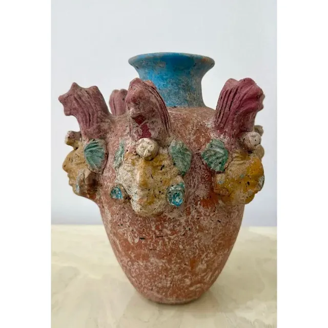 Vintage Boho Ceramic Terracotta Face Vase — additional photo 8