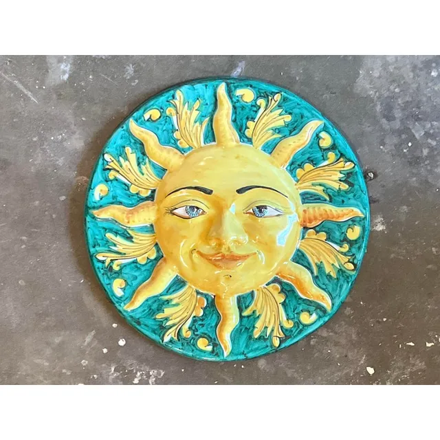 Vintage Italian Glazed Ceramic Sun Plaque — additional photo 1