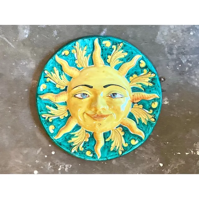 Vintage Italian Glazed Ceramic Sun Plaque — additional photo 3