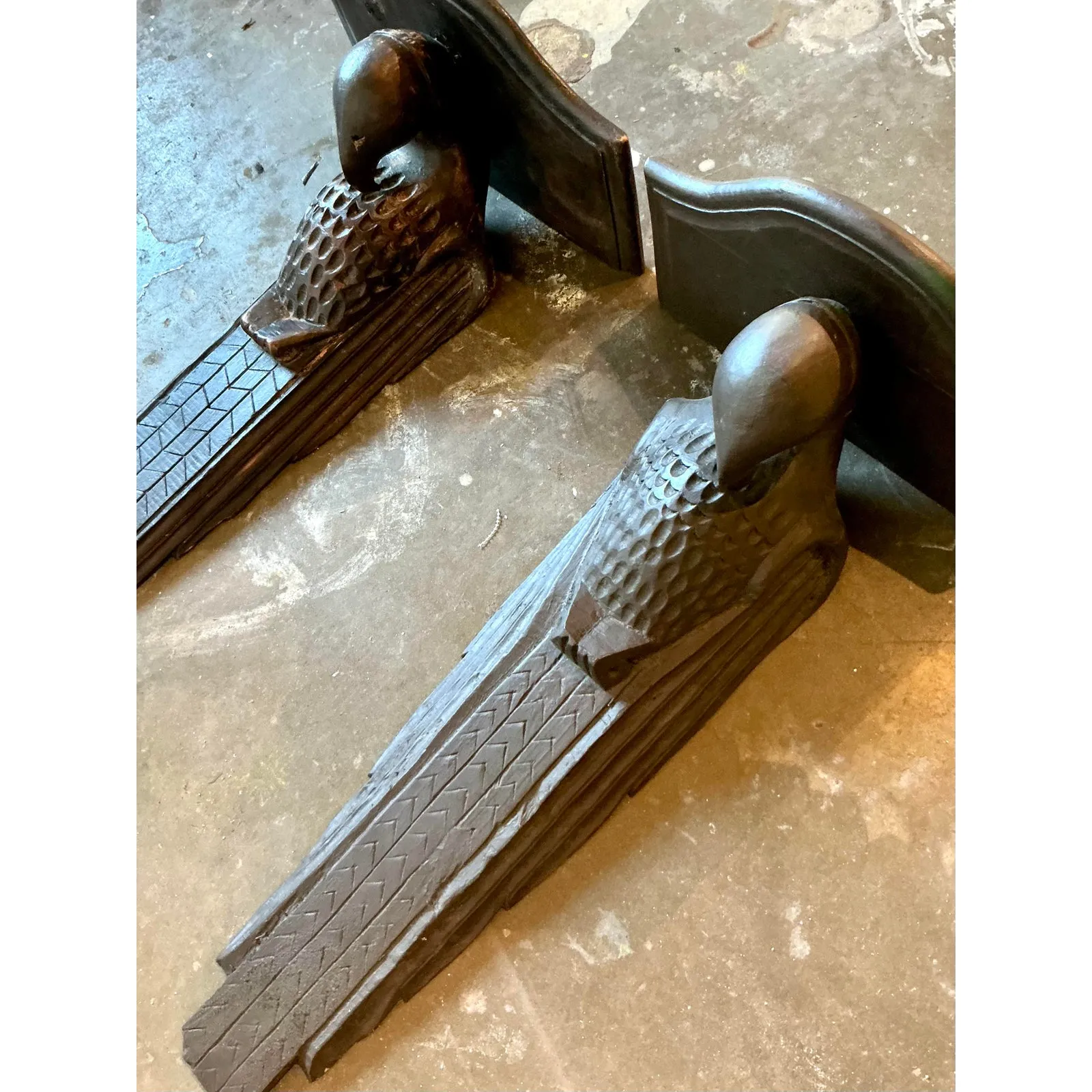 Vintage Boho Hand Carved Falcon Brackets - Set of 2 — additional photo 5