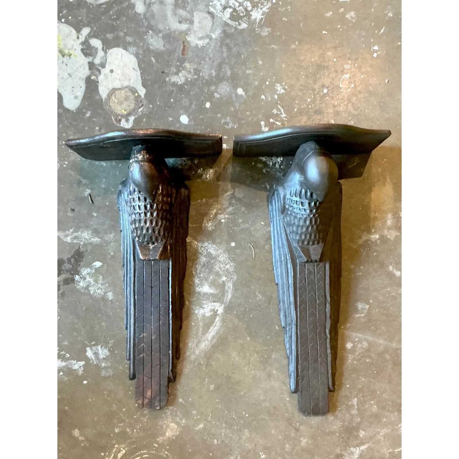 Vintage Boho Hand Carved Falcon Brackets - Set of 2 — additional photo 4