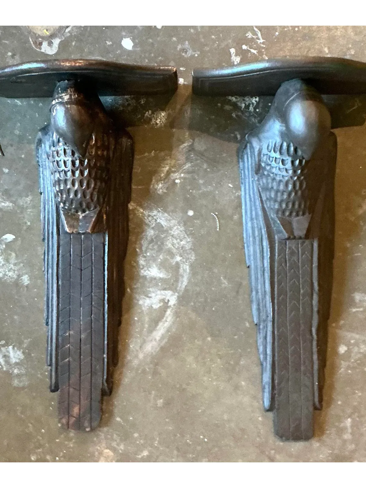 Vintage Boho Hand Carved Falcon Brackets - Set of 2 — additional photo 1