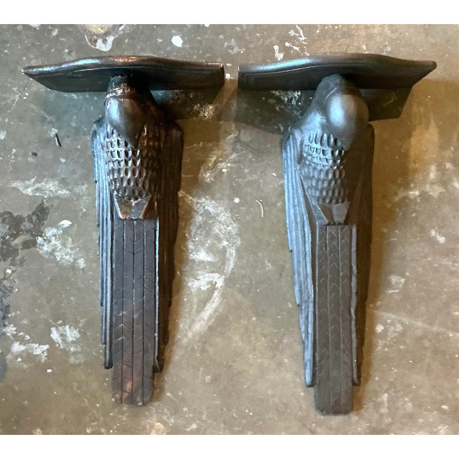 Vintage Boho Hand Carved Falcon Brackets - Set of 2 — additional photo 3
