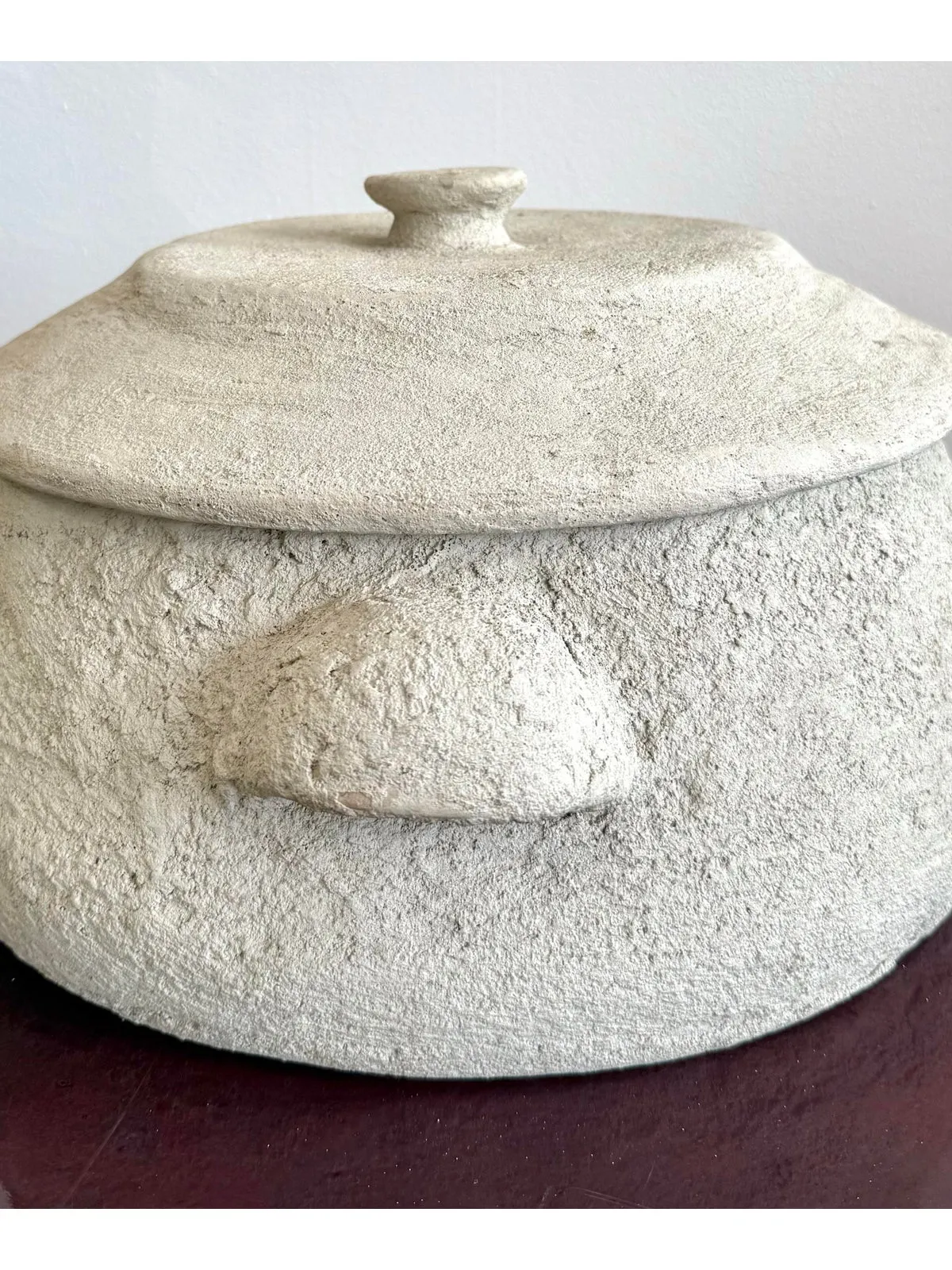 Vintage Boho Monumental Textured Ceramic Lidded Bowl — additional photo 5