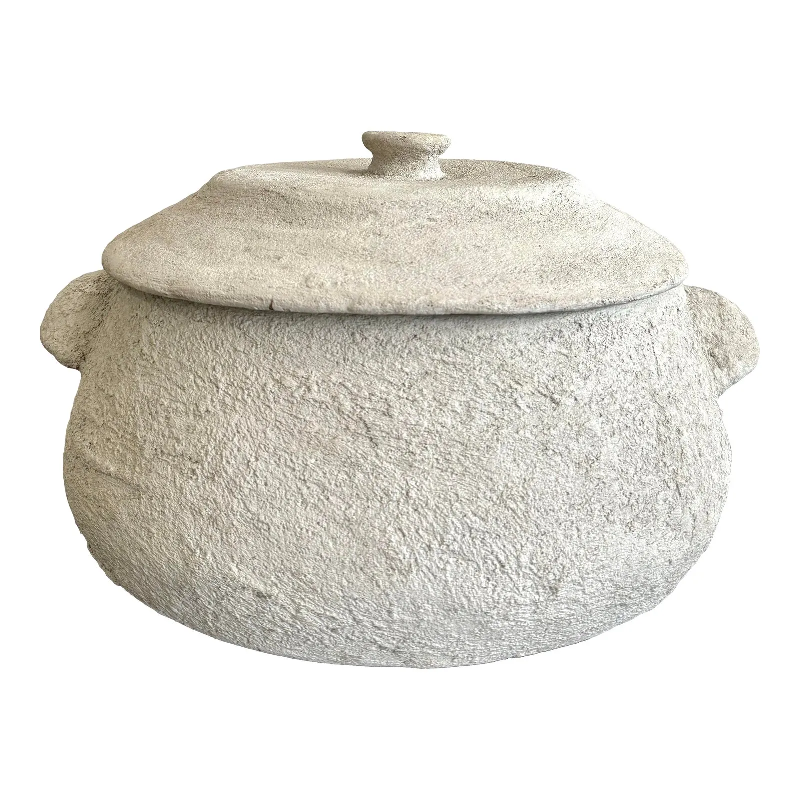 Vintage Boho Monumental Textured Ceramic Lidded Bowl — additional photo 1
