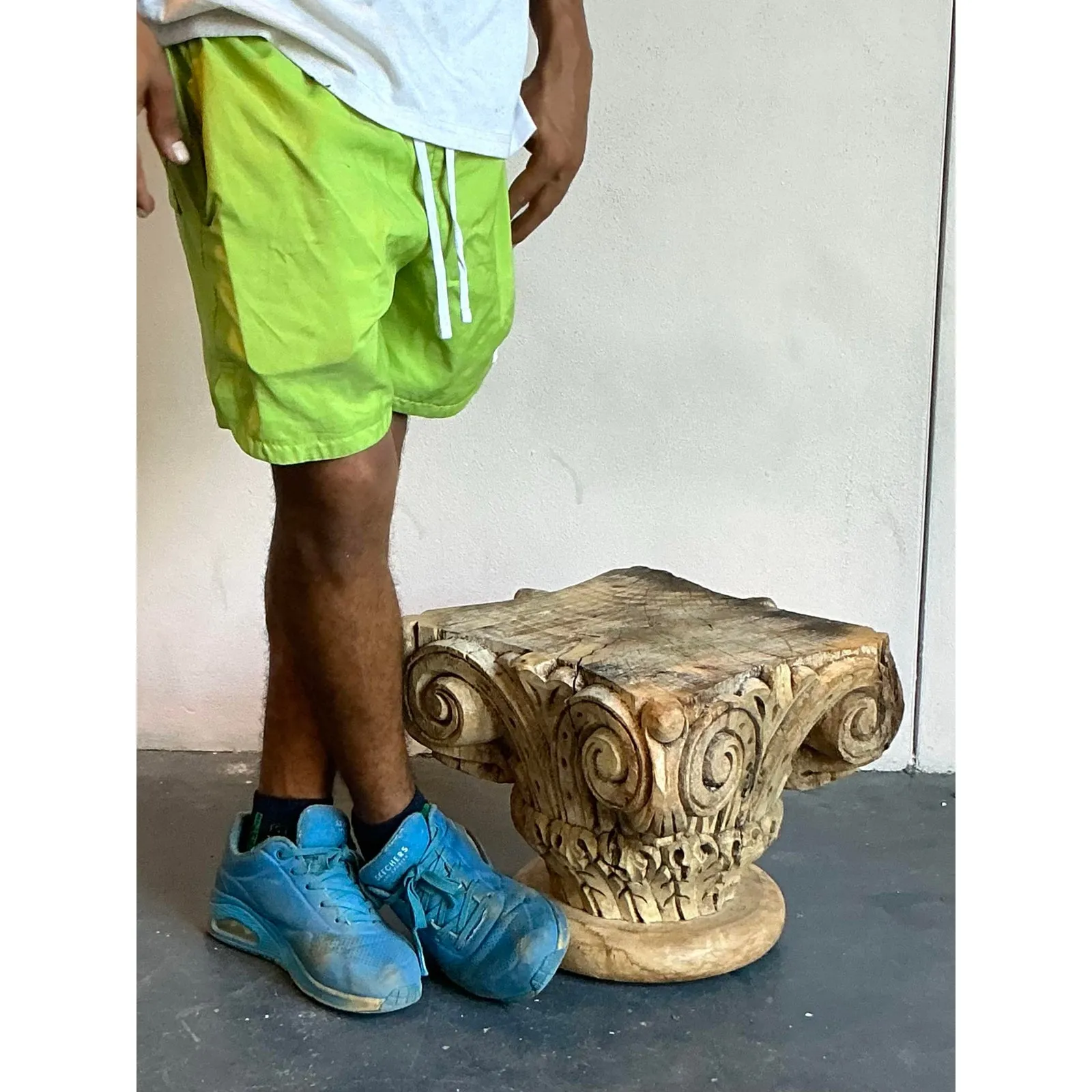Vintage Boho Carved Wood Column Drink Tables - Set of 2 — additional photo 4