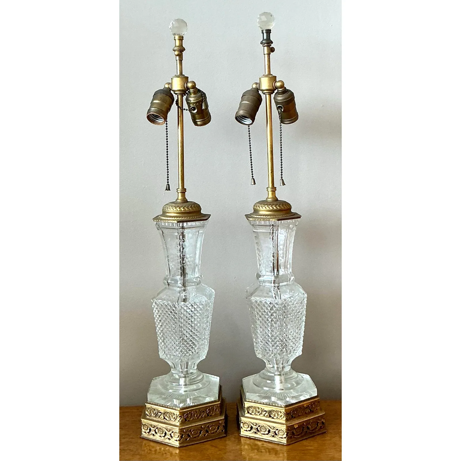 Vintage Regency Cut Crystal Lamps - A Pair — additional photo 2