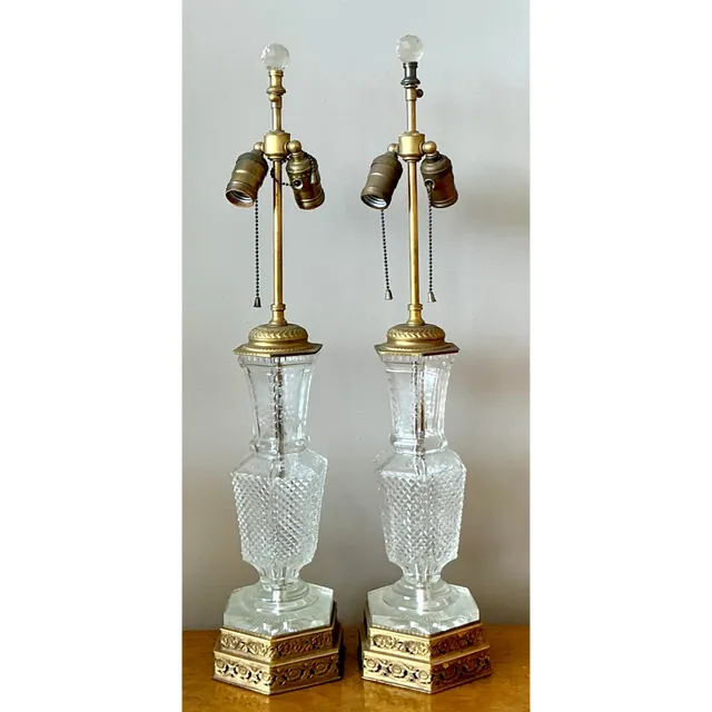 Vintage Regency Cut Crystal Lamps - A Pair — additional photo 3