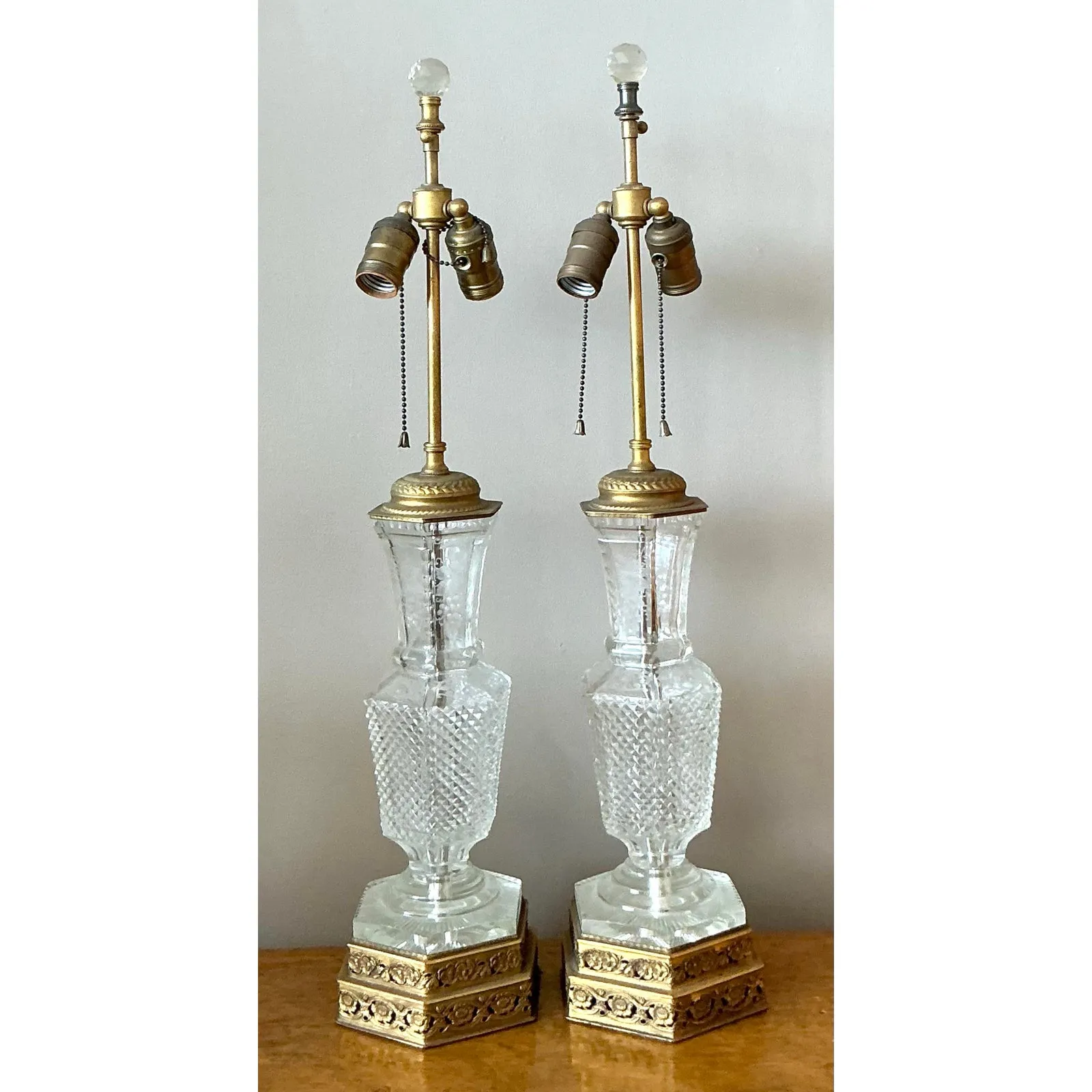 Vintage Regency Cut Crystal Lamps - A Pair — additional photo 1