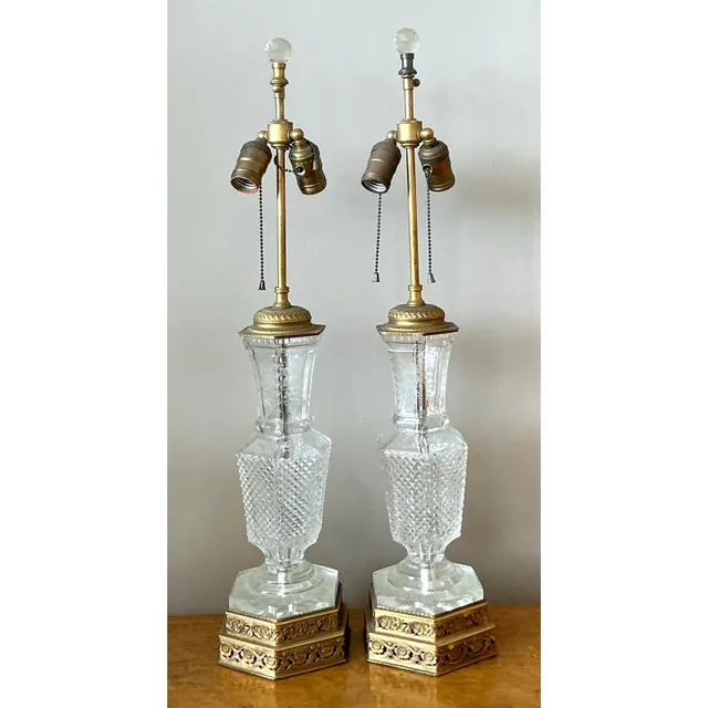 Vintage Regency Cut Crystal Lamps - A Pair — additional photo 1
