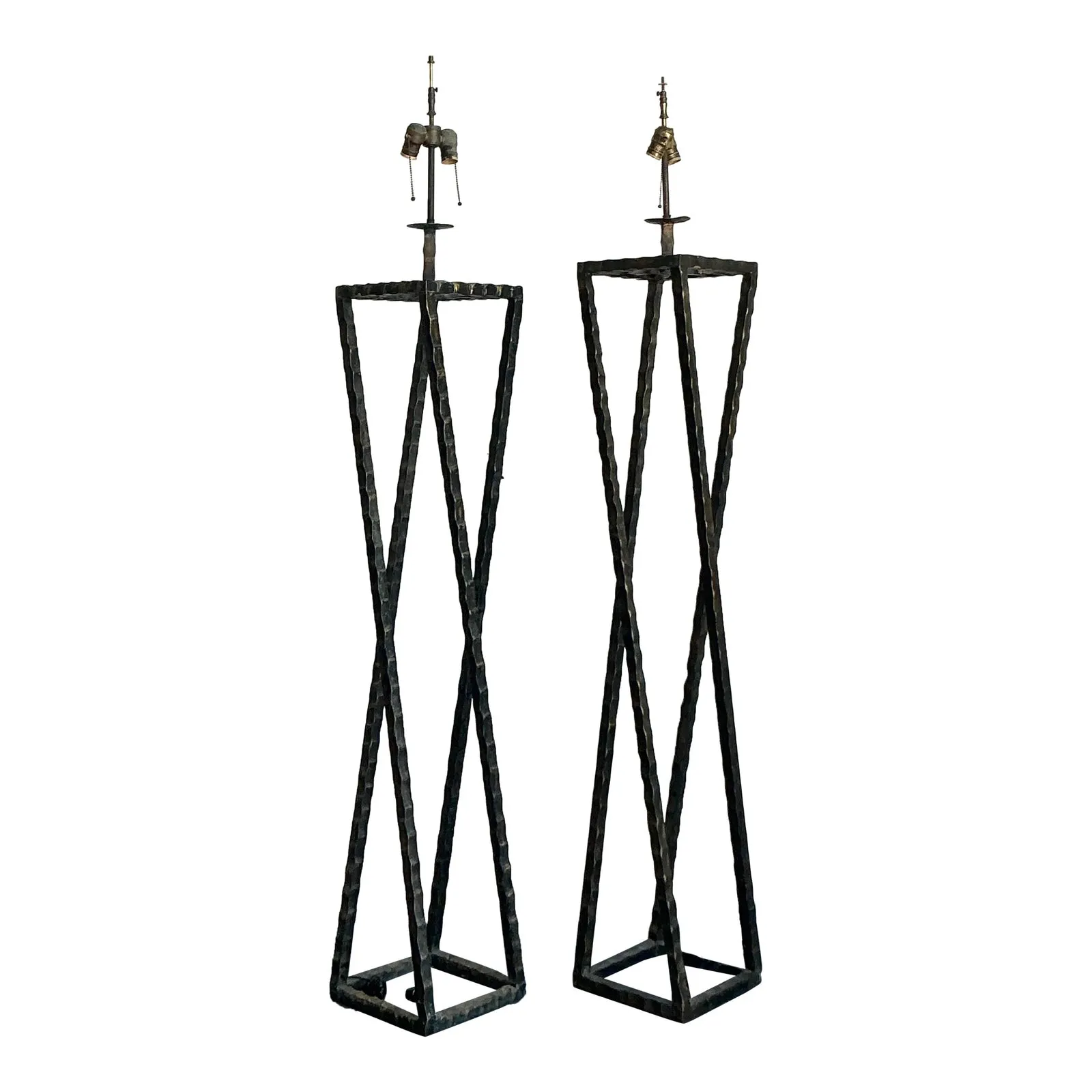 Vintage Boho Brutalist Floor Lamps - Set of 2