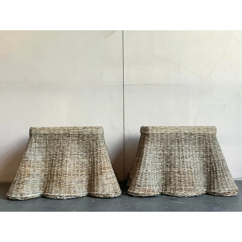 Vintage Coastal Woven Rattan Draped Side Tables - A Pair — additional photo 6