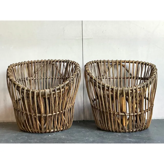 Vintage Boho Stick Rattan Nest Chairs - A Pair — additional photo 7