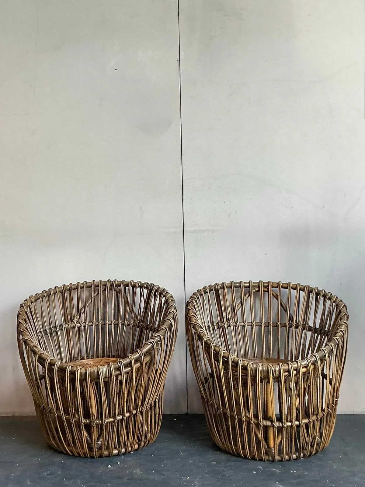 Vintage Boho Stick Rattan Nest Chairs - A Pair — additional photo 7