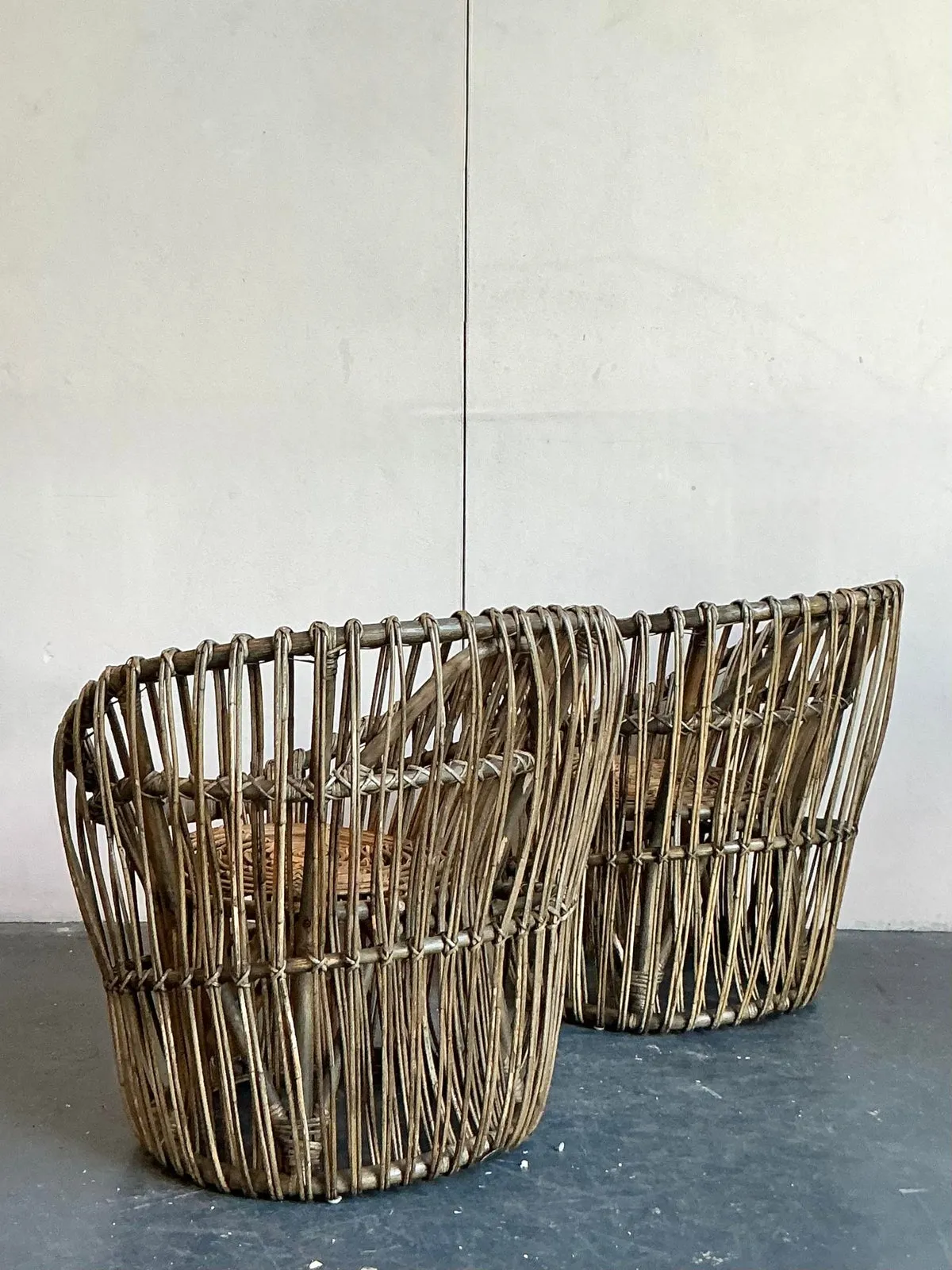 Vintage Boho Stick Rattan Nest Chairs - A Pair — additional photo 8