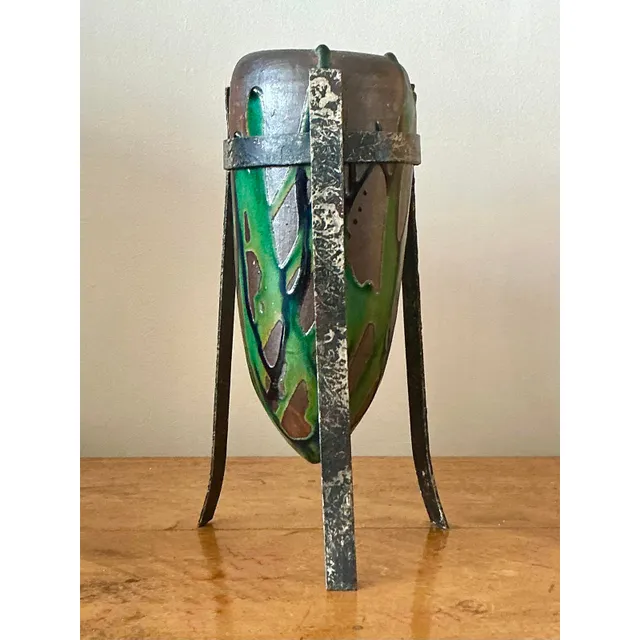 Vintage Boho Drip Glaze Vase in Stand — additional photo 2