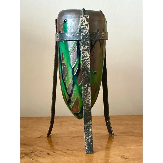 Vintage Boho Drip Glaze Vase in Stand — additional photo 7