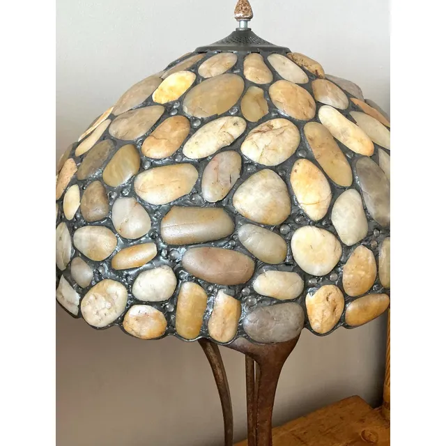 Vintage Boho Sliced Stone Lamps - A Pair — additional photo 3