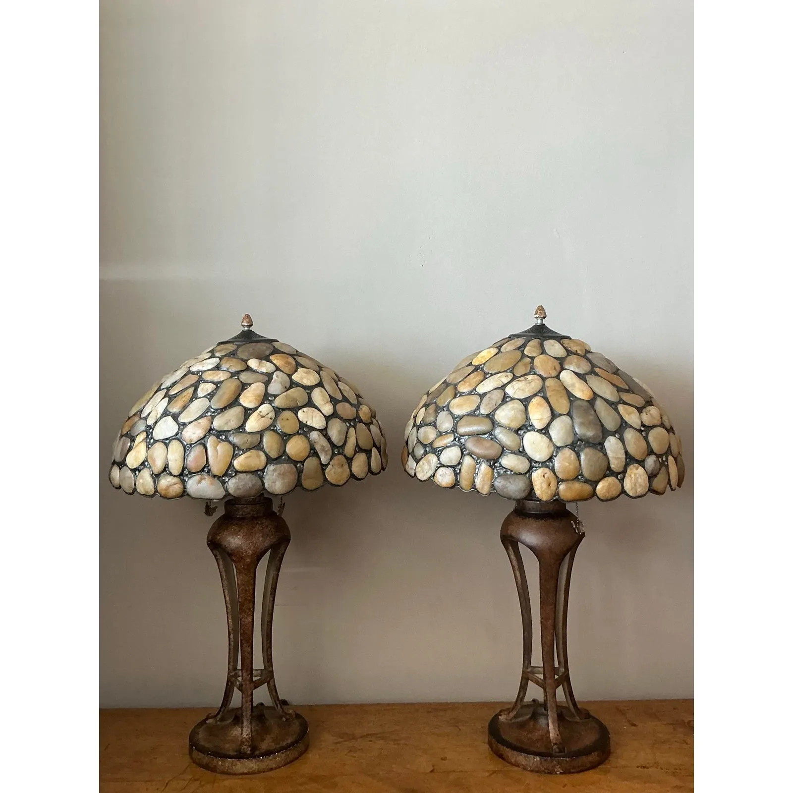 Vintage Boho Sliced Stone Lamps - A Pair — additional photo 5