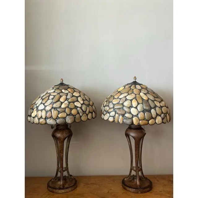 Vintage Boho Sliced Stone Lamps - A Pair — additional photo 5